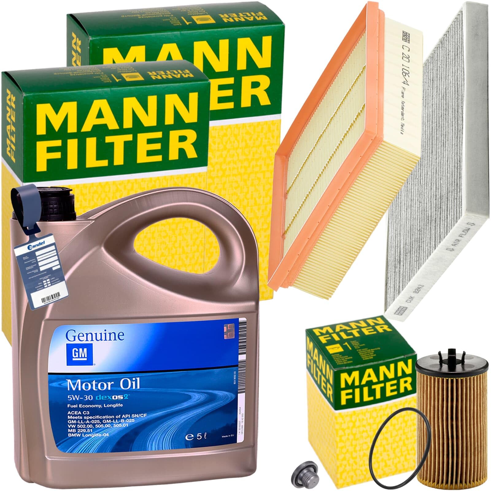 Inspektionspaket + 5L 5W-30 Motoröl passend für Corsa E 1.2 + 1.4 Inspektionspaket + 5L 5W-30 Motoröl passend für Corsa E 1.2 + 1.4 von BandelOne