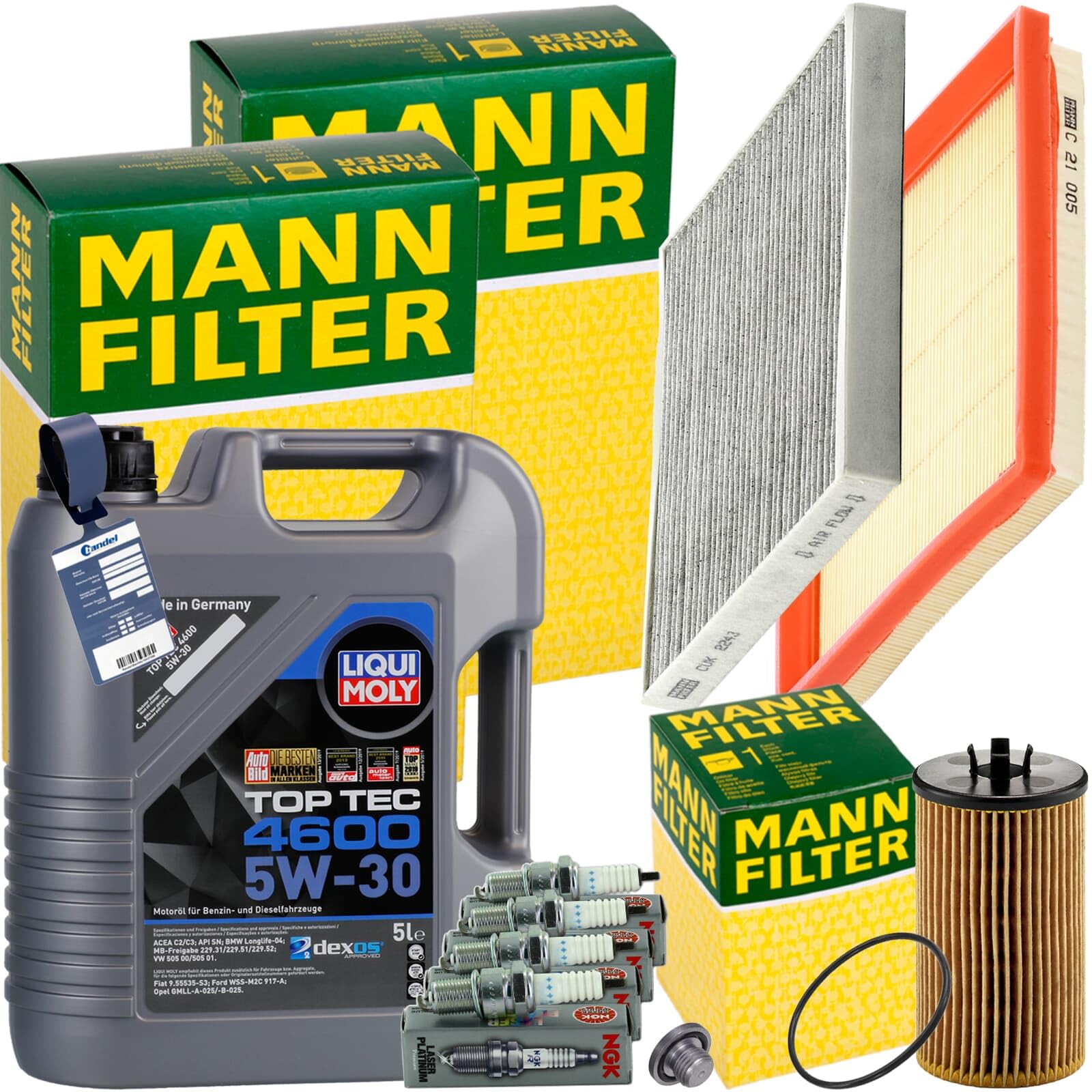 Inspektionspaket + 5L 5W-30 Öl passend für ADAM 1.2/1.4 von BandelOne
