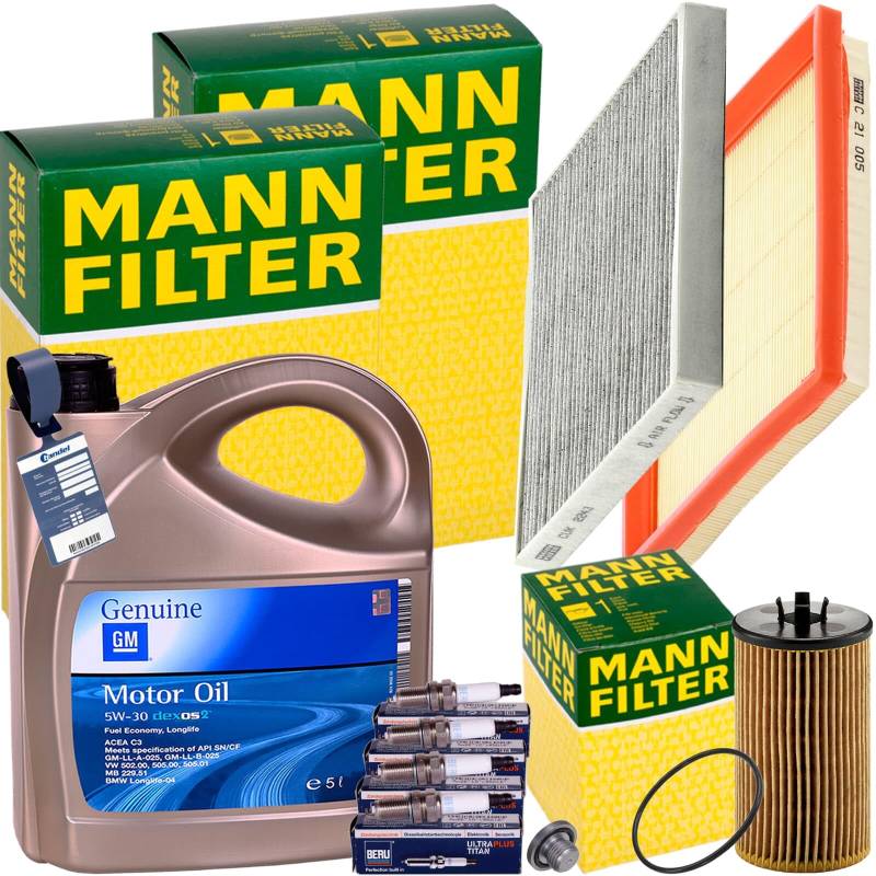 Inspektionspaket + 5L 5W-30 Öl passend für ADAM 1.4 87 + 101 PS von BandelOne