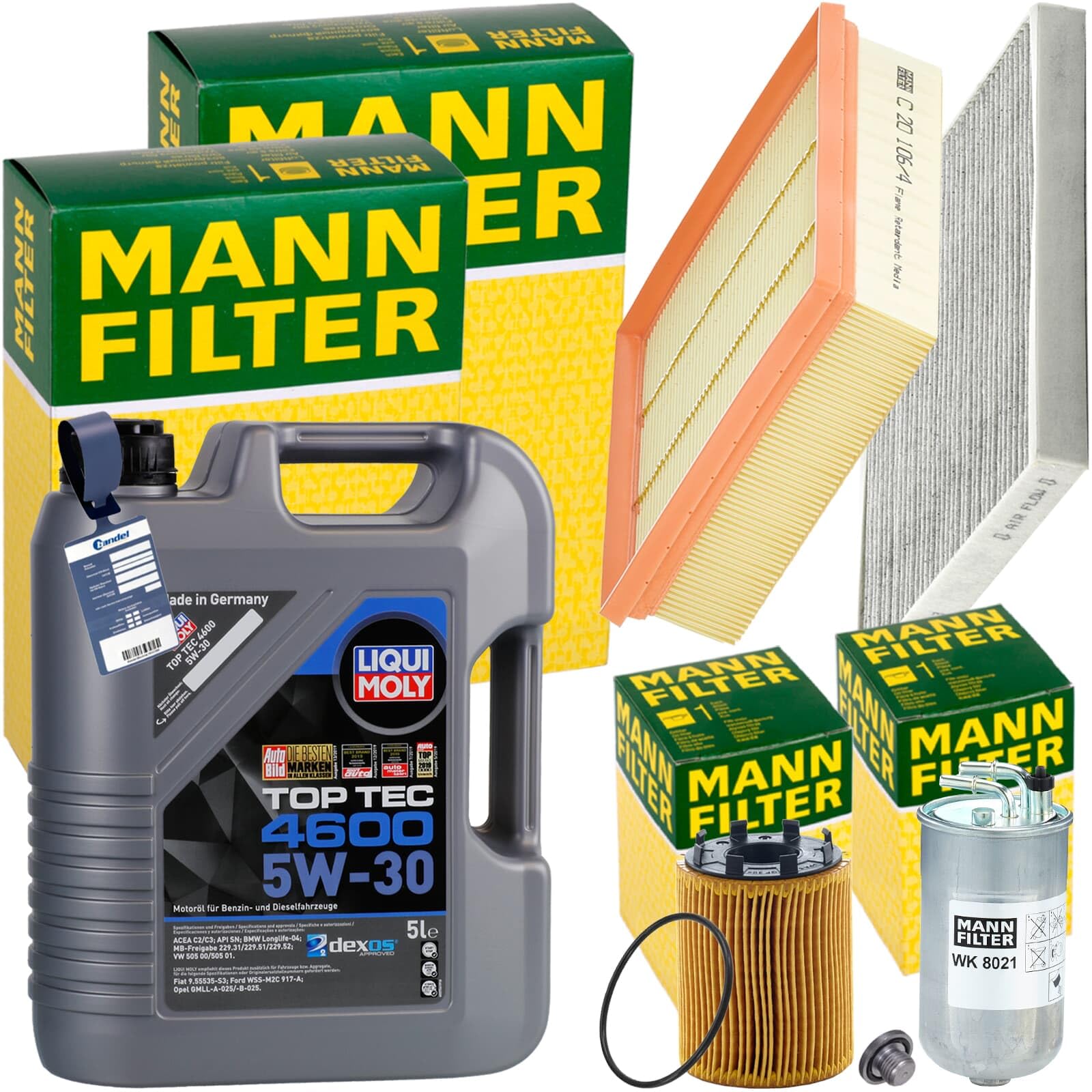 Inspektionspaket + 5L 5W-30 Öl passend für Corsa E 1.3 CDTI von BandelOne