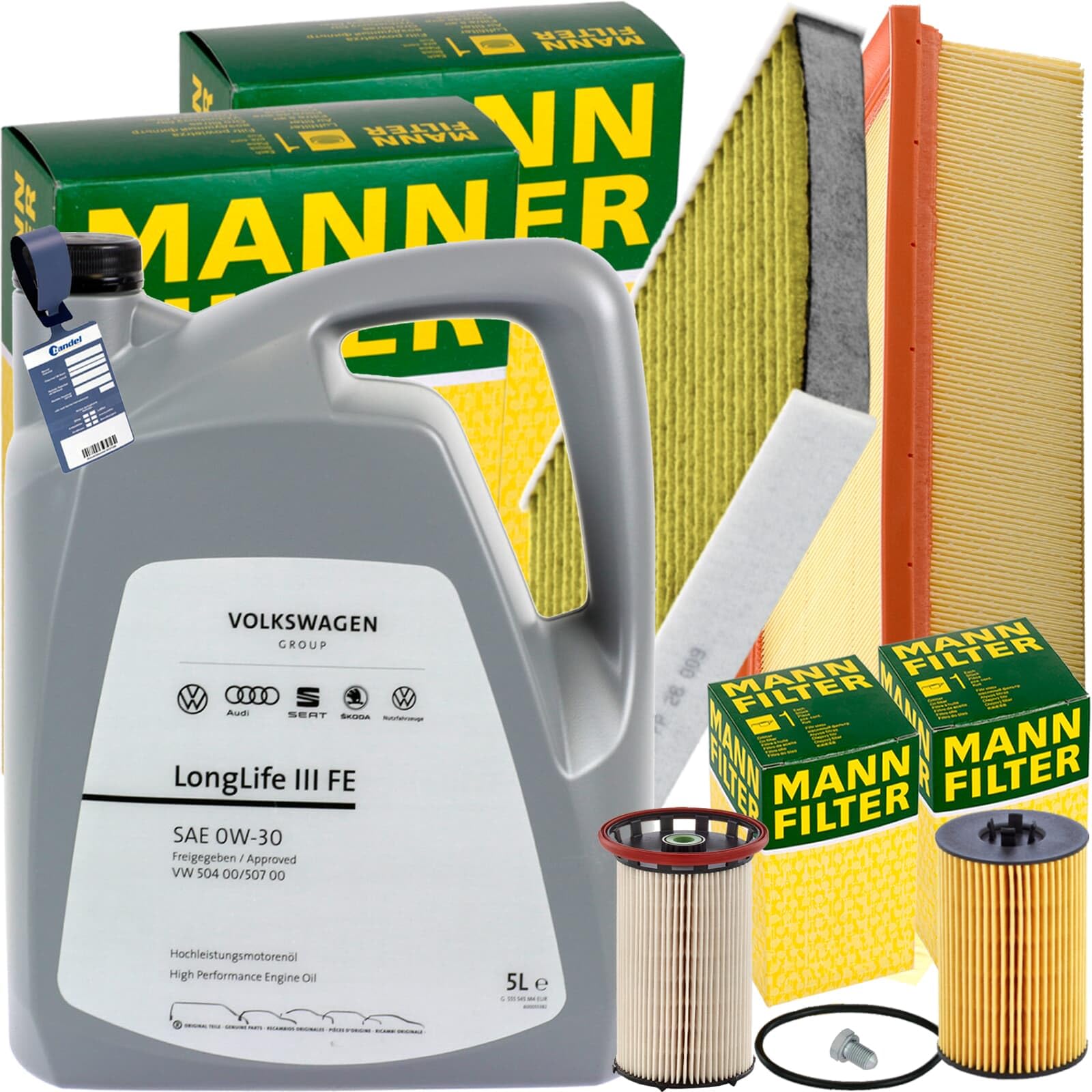 Inspektionspaket + 5L ORIGNAL 0W30 Motoröl passend für 5T Passat B8 Inspektionspaket + 5L ORIGNAL 0W30 Motoröl passend für 5T Passat B8 von BandelOne