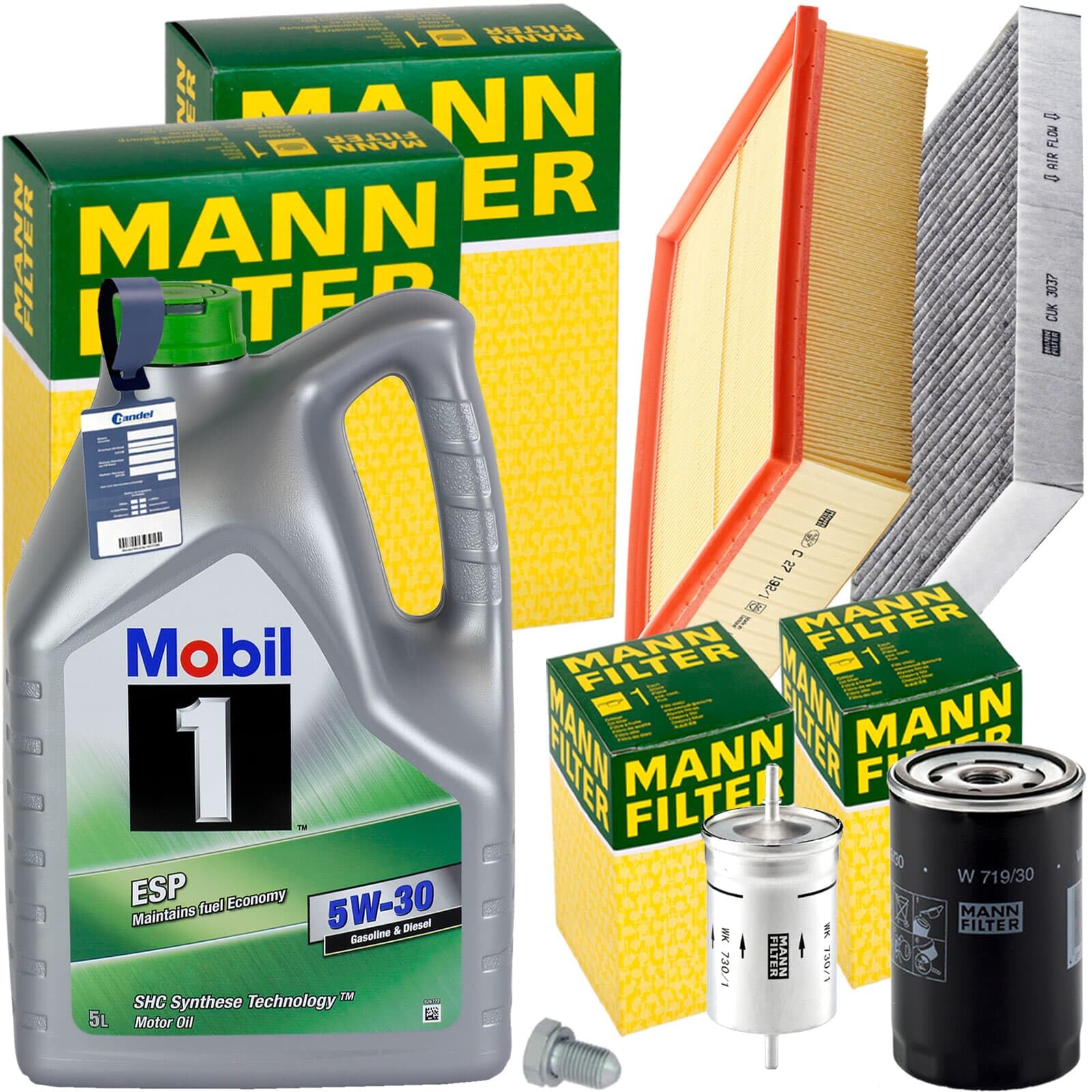 Inspektionspaket + 5W-30 Motoröl passend für A4 B6 B7 1.6 + 2.0 Inspektionspaket + 5W-30 Motoröl passend für A4 B6 B7 1.6 + 2.0 von BandelOne