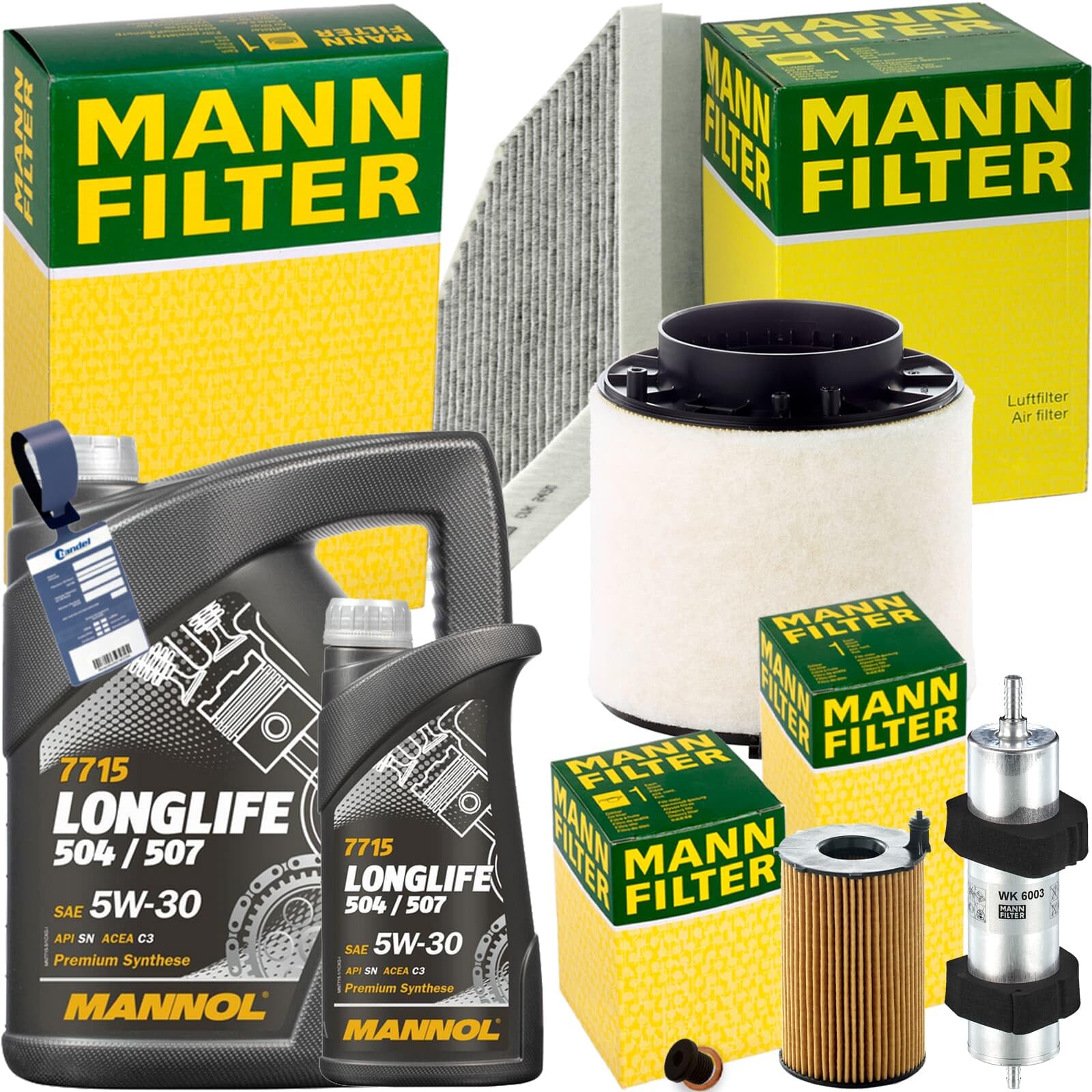 Inspektionspaket + 6L 507 5W-30 Motoröl passend für A4 B8 A5 3.0TDI Inspektionspaket + 6L 507 5W-30 Motoröl passend für A4 B8 A5 3.0TDI von BandelOne