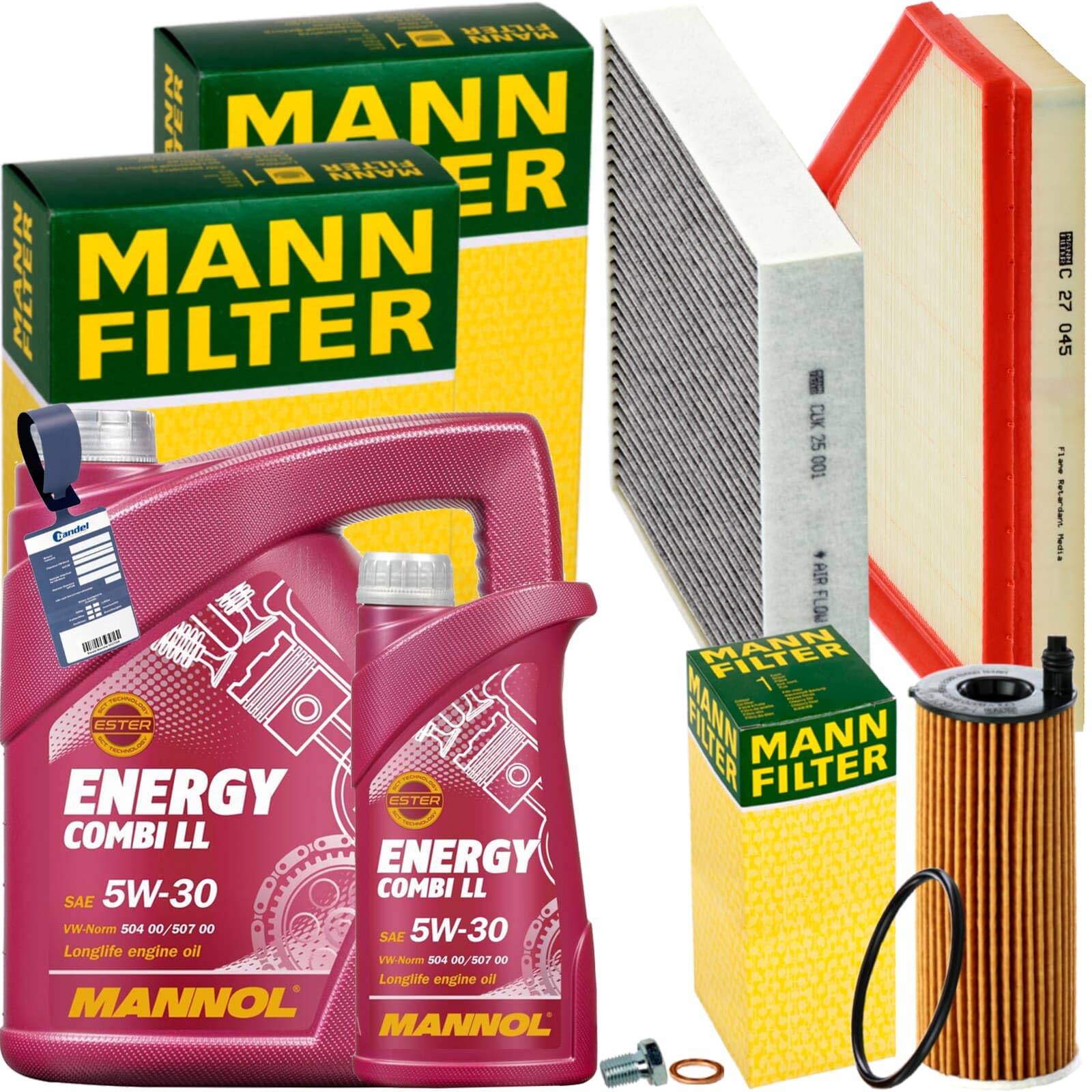 Inspektionspaket + 6L NRG 5W-30 Öl passend für 1er 2er 3er F20 F30 Inspektionspaket + 6L NRG 5W-30 Öl passend für 1er 2er 3er F20 F30 von BandelOne