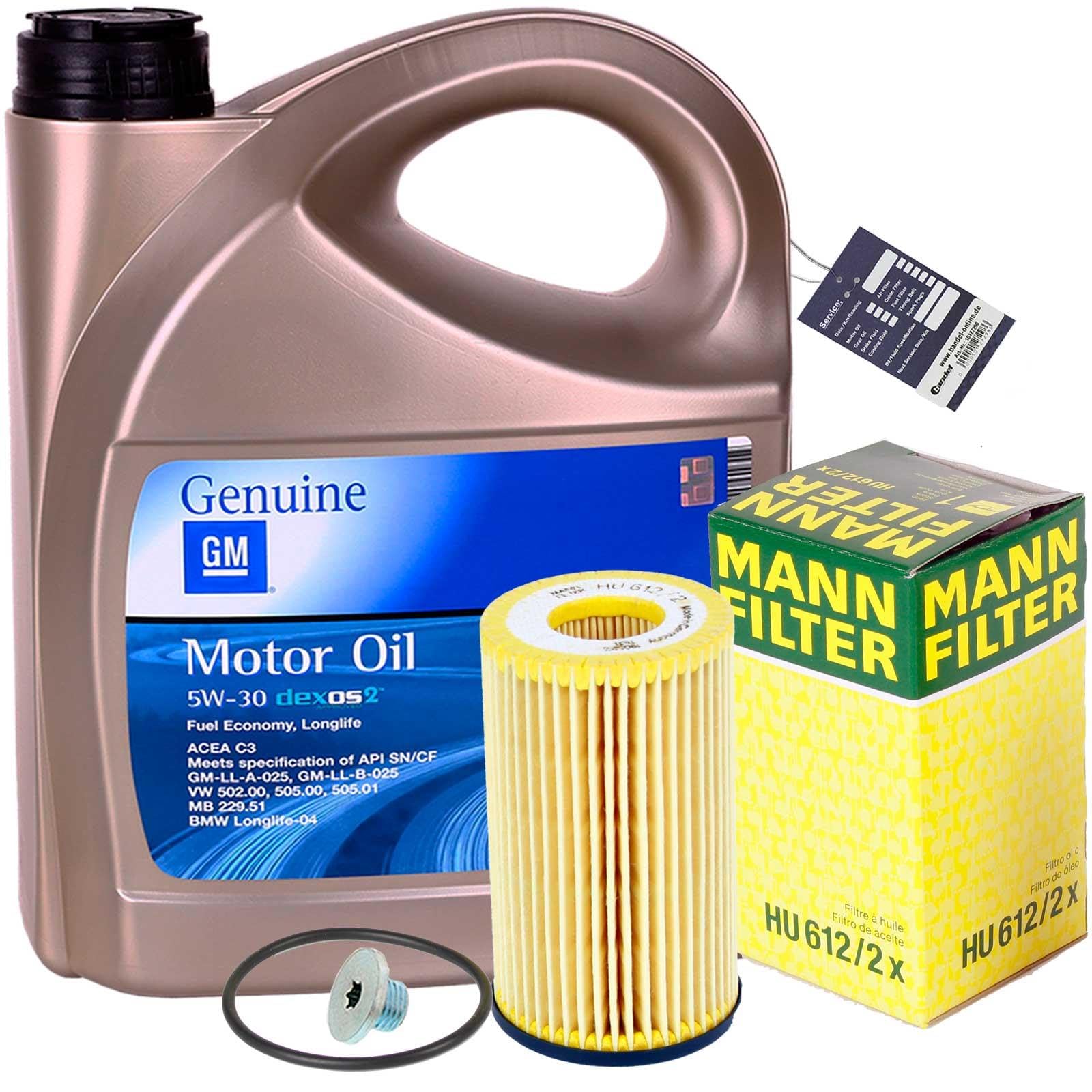 Inspektionspaket Ölwechsel Set Mann Ölfilter + 5l Motoröl 5W-30 von BandelOne