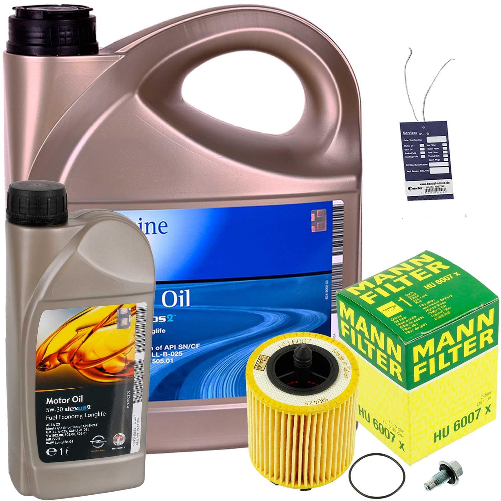 Inspektionspaket Ölwechsel Set Mann Ölfilter + 6l Motoröl 5W-30 von BandelOne