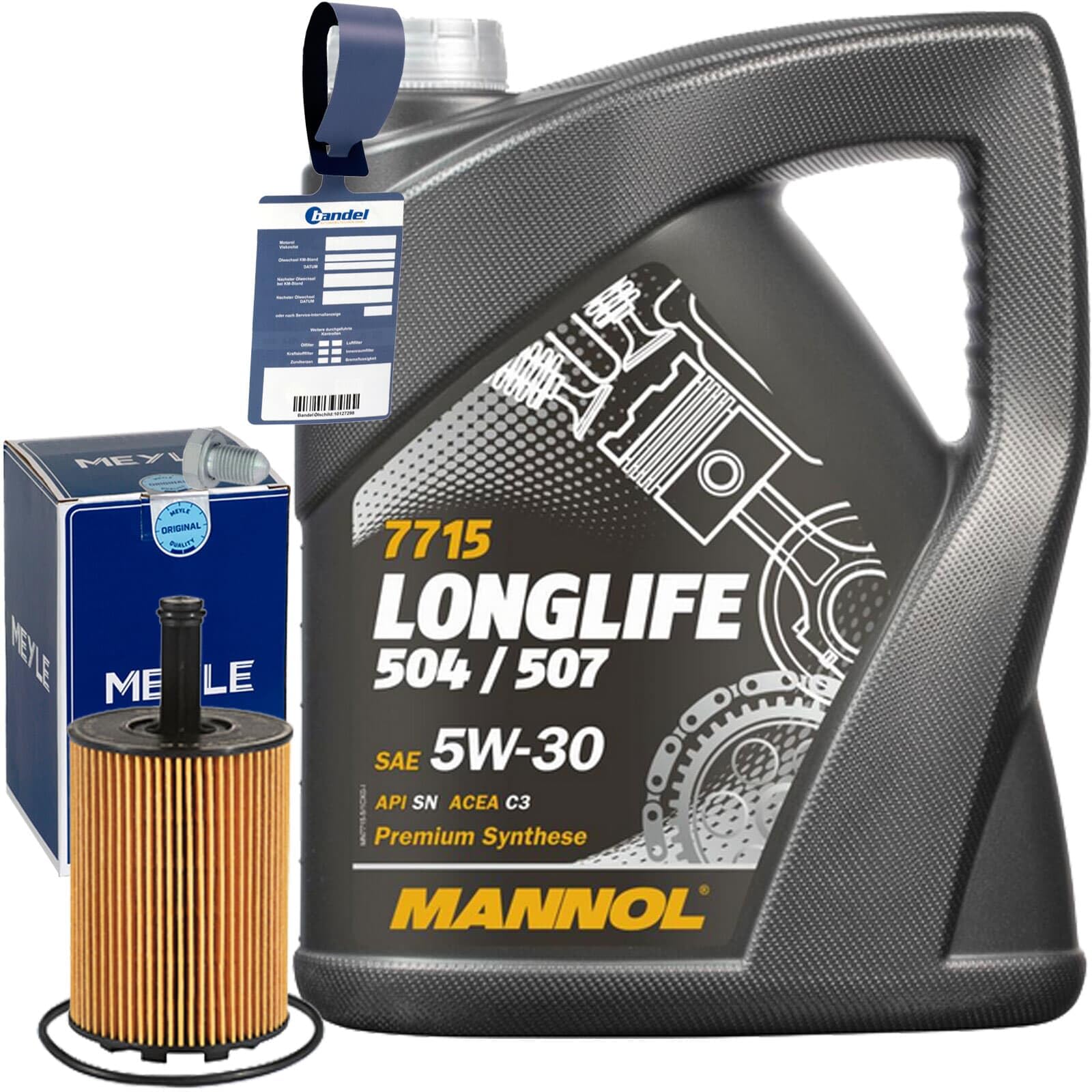 Inspektionspaket Ölwechsel Set Meyle Ölfilter + 5l Motoröl 5W-30 passend für Golf 5 Polo 9N + A2 A3 A4 A5 A6 von BandelOne