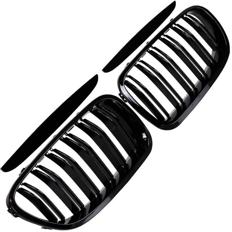 KÜHLERGRILL NIEREN DoppelSTEG SCHWARZ HOCHGLANZ passend für 3er E90 E91 von BandelOne
