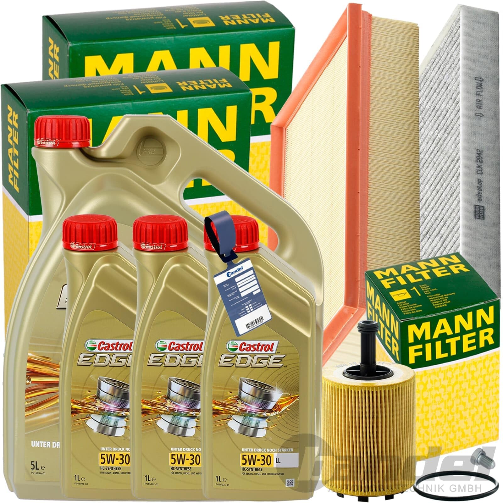 Mann Inspektionspaket + 1x5 + 3x1L 5W-30 Öl passend für T5 BUS 1.9 + 2.5TDI von BandelOne