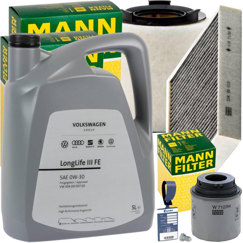 Inspektionspaket + 5L 0W-30 Öl passend für A1 Polo 6R1 TSI von BandelOne
