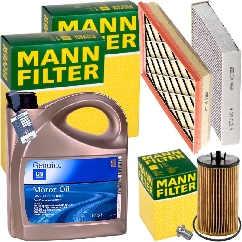 Mann Inspektionspaket + 5L 5W30 Motoröl passend für 1.6 CDTI Astra J von BandelOne