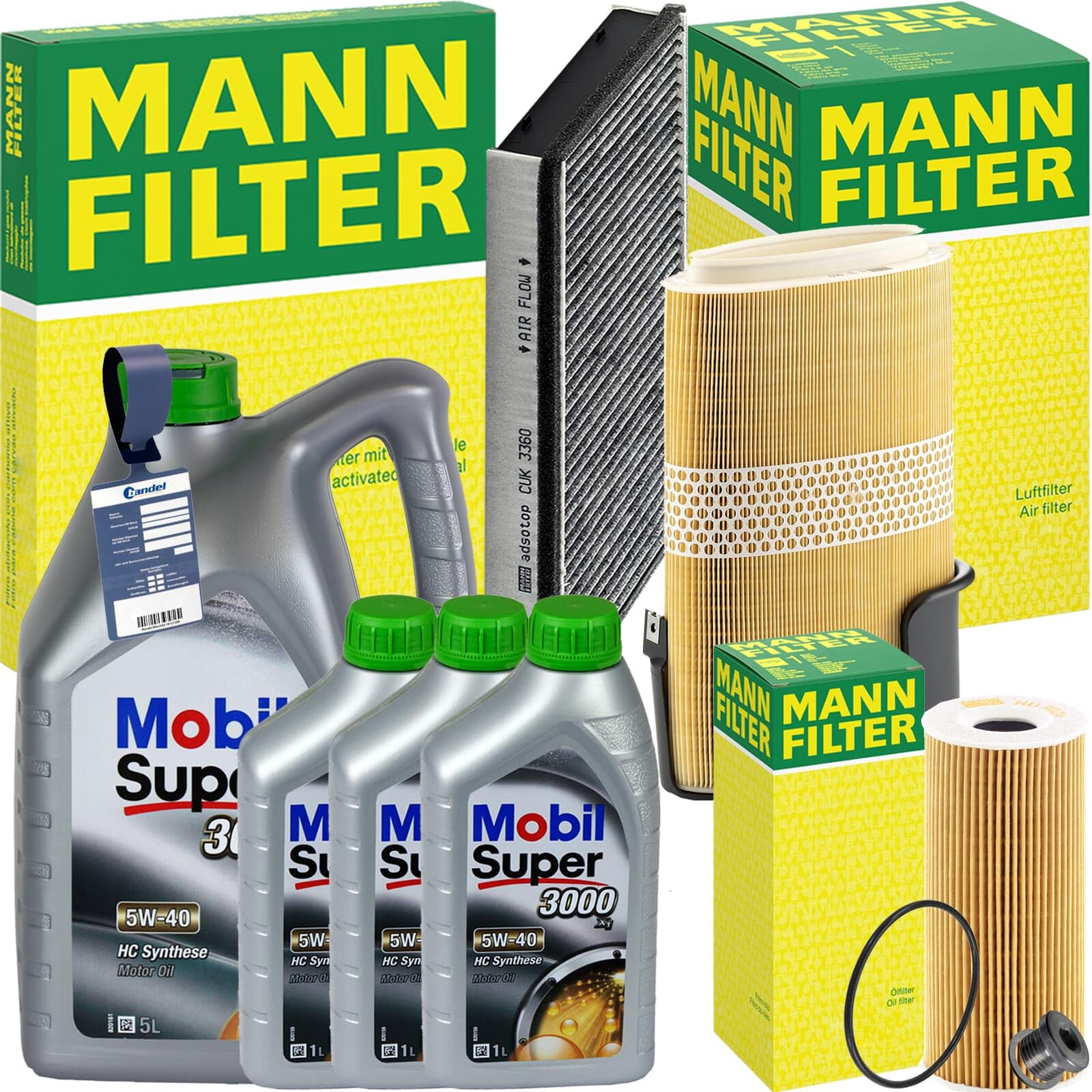 Mann Inspektionspaket + MOBIL 5W-40 Öl passend für CAYMAN 987 2.9-3.4 S/R von BandelOne