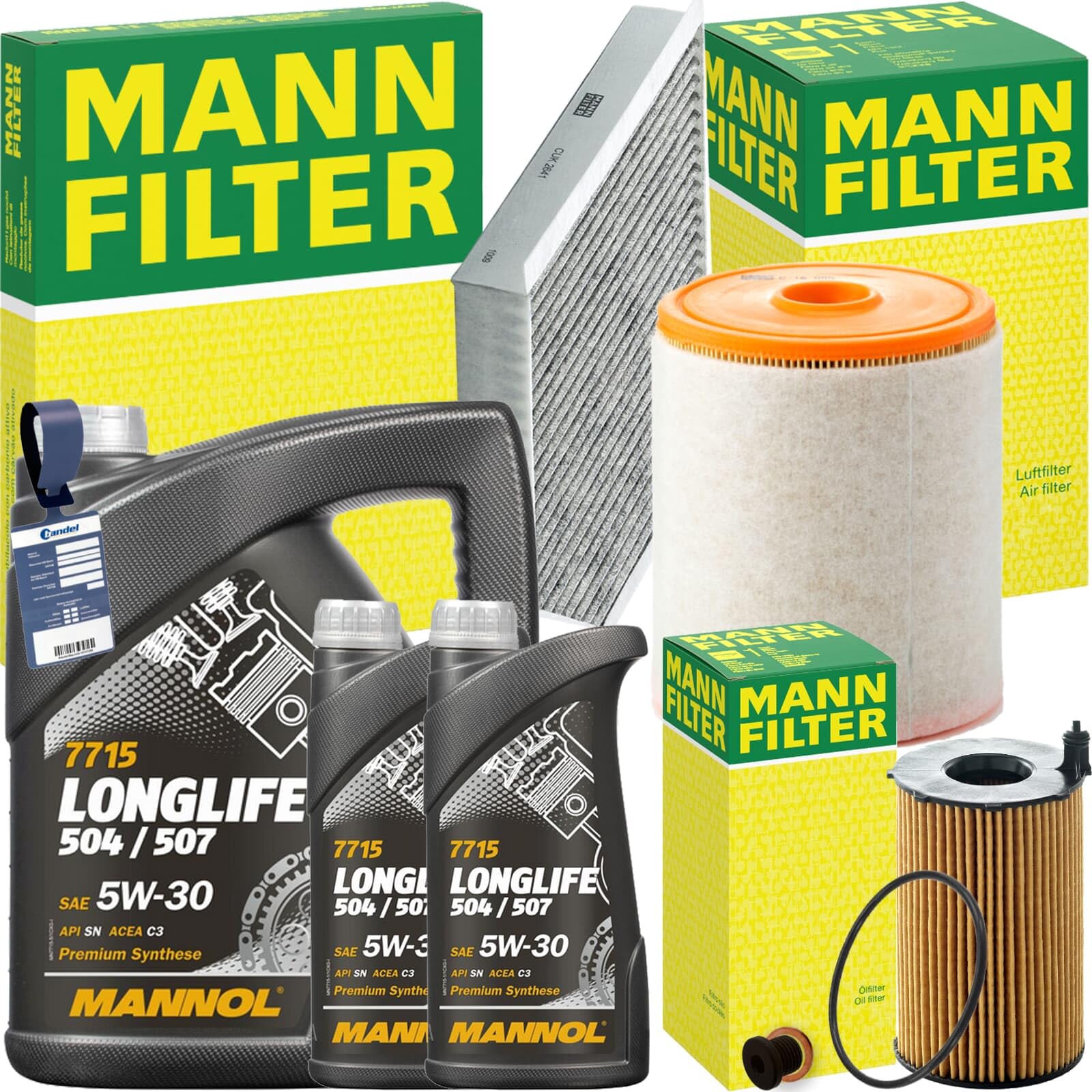 Mann Inspektionspaket + Mannol 5W-30 Motoröl passend für A6 C7 A7 4G 3.0 TDI von BandelOne