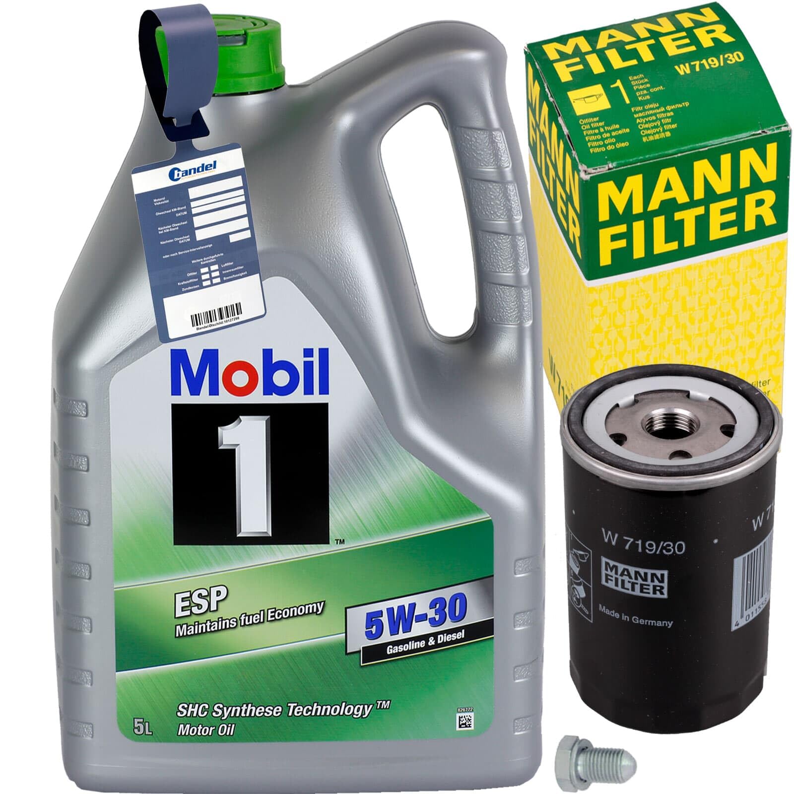 Mann Ölfilter + MOBIL 5W30 Öl passend für T5 Golf 4 5 6 A3 A4 von BandelOne