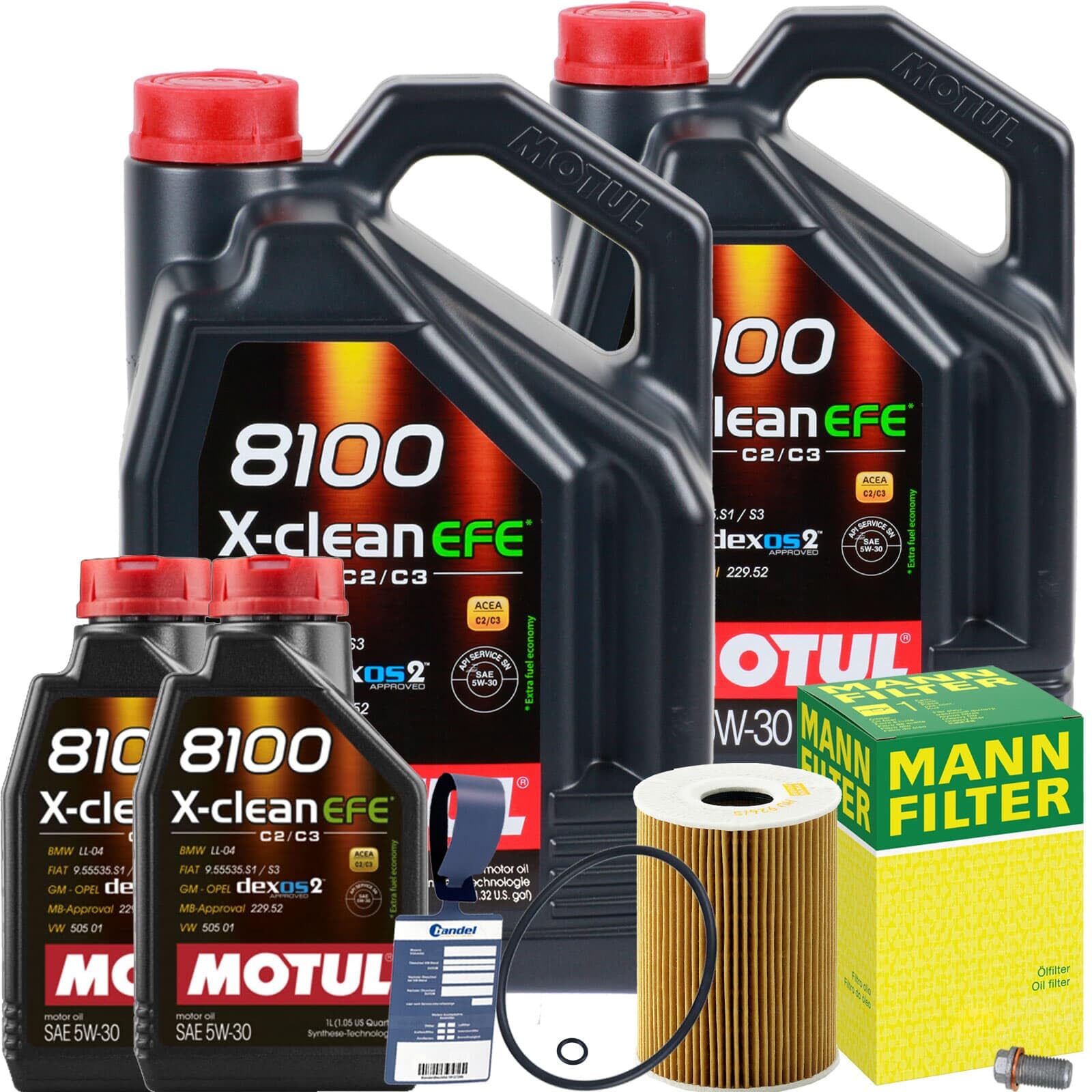 Mann Ölfilter + MOTUL X-CLEAN EFE 5W30 passend für W211 W164 X164 CDI von BandelOne