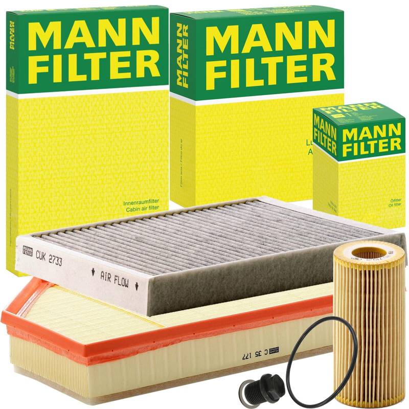 Filterset (Luftfilter 1x Ölfilter 1x Innenraumfilter, Verschlussschraube) passend für S60 S80 II V60 V70 XC60 XC70 D3 D4 D5 von BandelOne