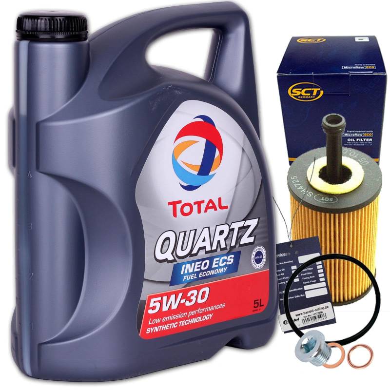 Motoröl + 5L TOTAL 5W-30 Motoröl passend für Berlingo C2 206 306 307 von BandelOne