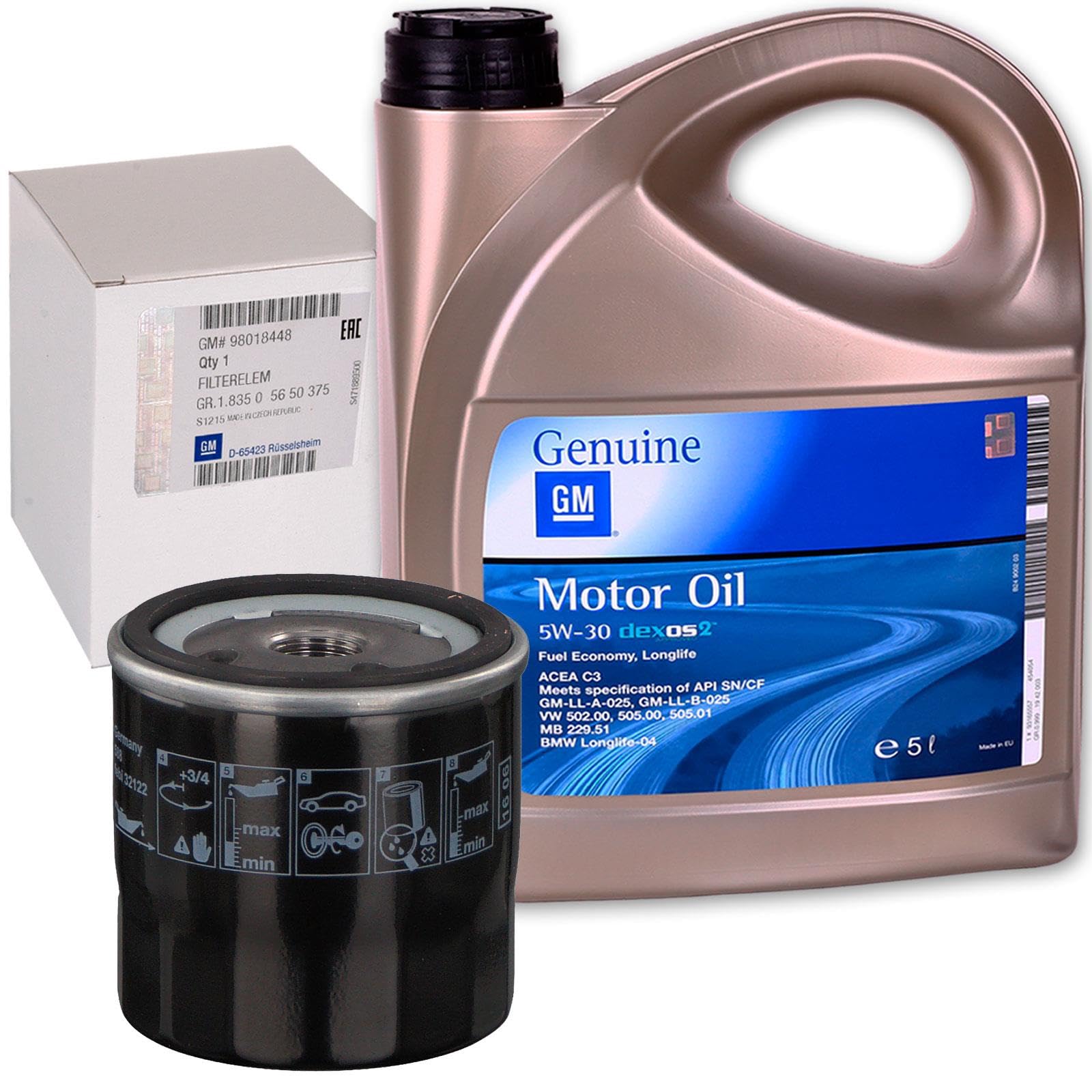 Ölfilter + 5L DEXOS 2 Motoröl passend für Astra G H Corsa C Meriva A von BandelOne