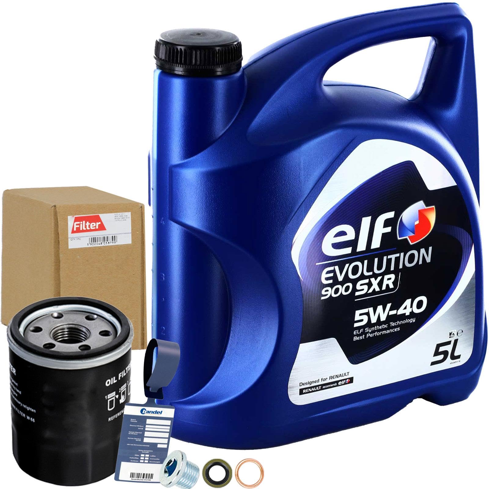 Ölwechselpaket + ELF 5W40 Ölwechselpaket passend für Clio 2 3 4 MODUS TWINGO 1 2 WIND von BandelOne