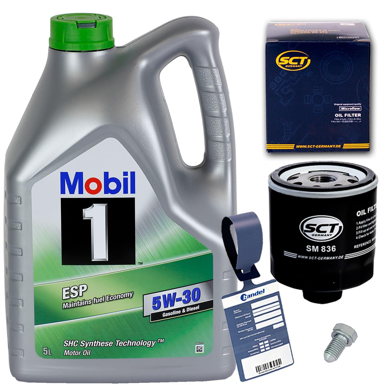 Ölwechselpaket + MOBIL 1 5W30 Öl passend für A2 A3 UP Polo 9 6N Golf 4 5 6 7 MII von BandelOne