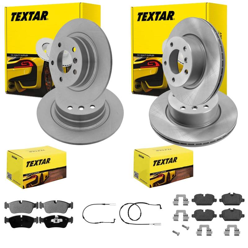 TEXTAR Bremsscheiben + Beläge vorne + hinten passend für 1 E87 5-Türer 3er E90 von BandelOne