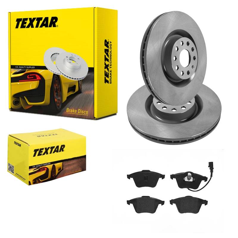 TEXTAR Bremsscheiben 345mm + Beläge vorne passend für Golf 6 GTI R A3 S3 von BandelOne