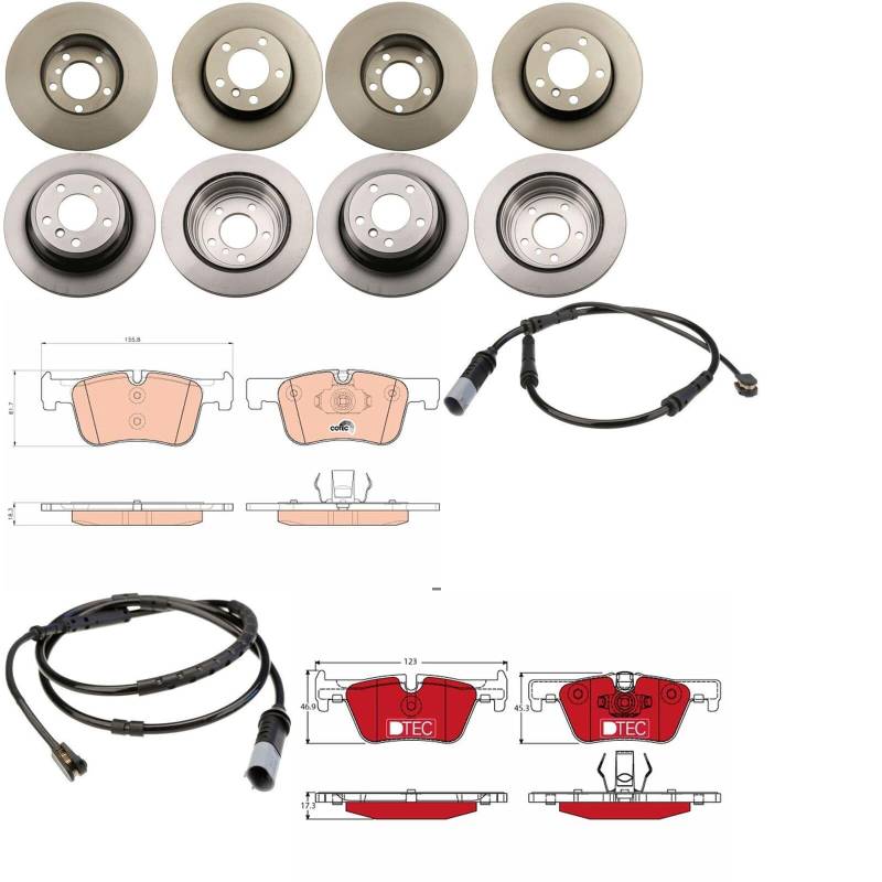 TRW Bremsscheiben + Beläge vorne + hinten passend für 3er F30 F31 F34 von BandelOne
