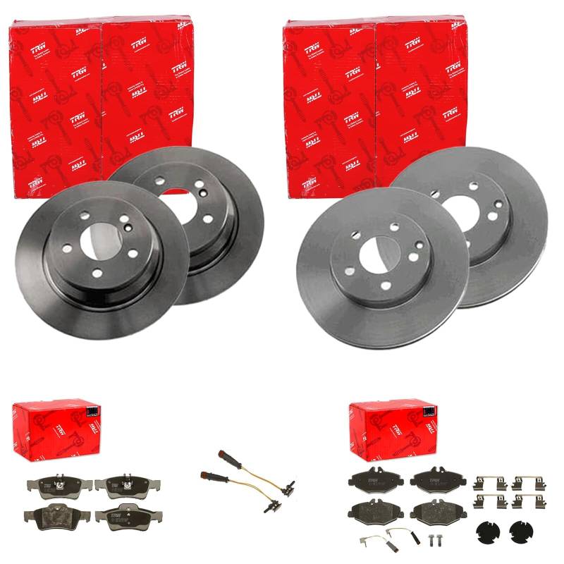 TRW Bremsscheiben + Beläge vorne + hinten passend für E-Klasse W211 S211 von BandelOne