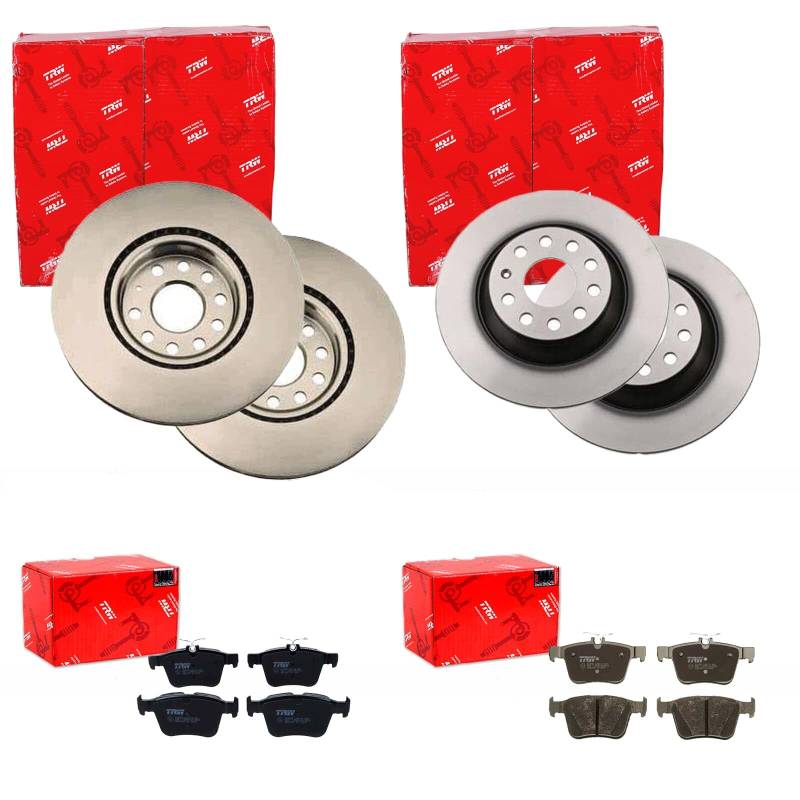 TRW Bremsscheiben + Beläge vorne + hinten passend für Golf 7 Passat 3G von BandelOne