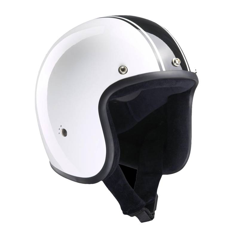 BANDIT Jethelm Classic Weiß und Schwarz glänzend Custom Biker Style inklusive Visier schwarz & weiß Open Helmet - Nicht zugelassen JETCL (L) von Lupsty