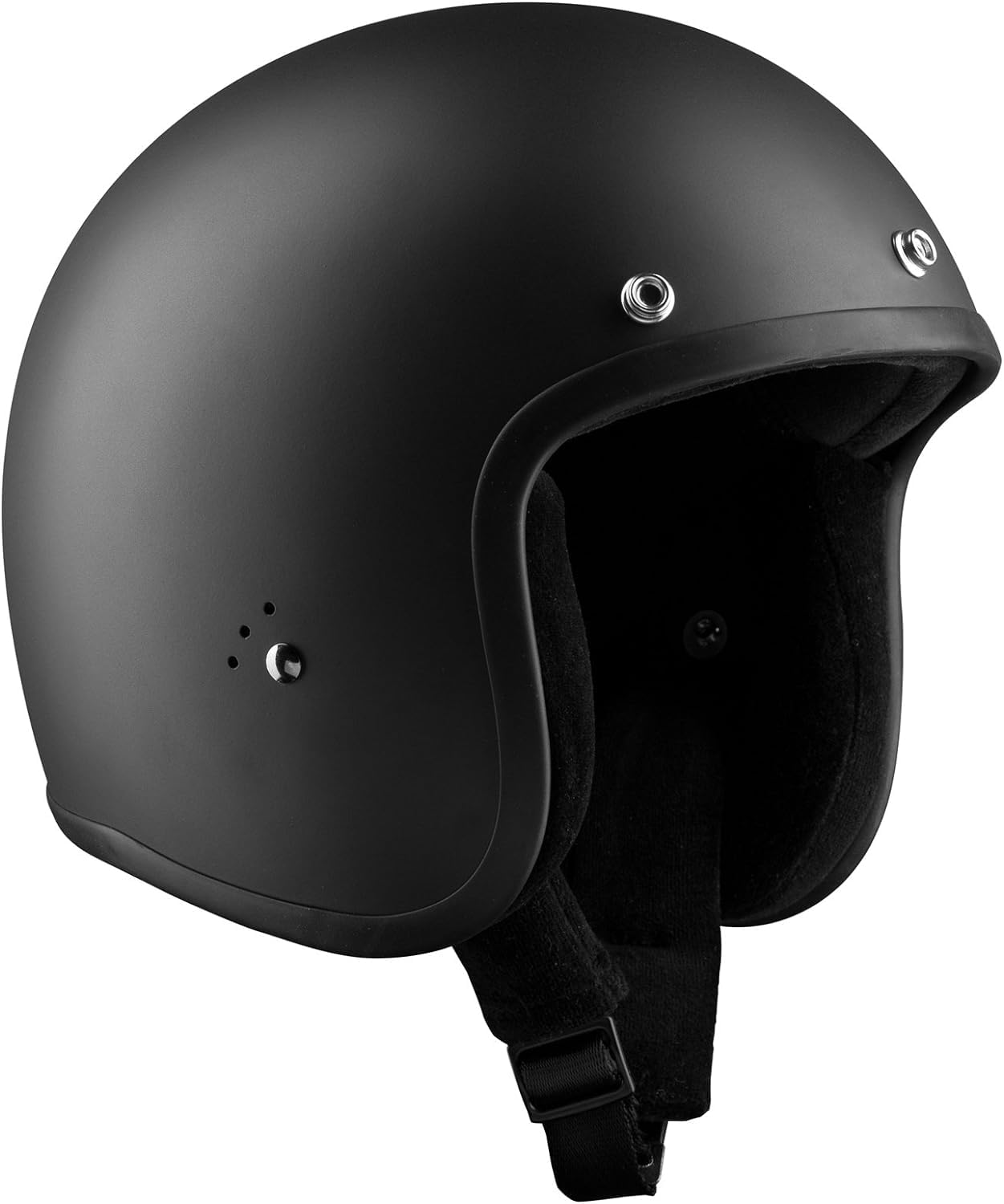 BANDIT Open Motorcycle Helmet Matte Black Custom Biker Style Visor Included Strap Closure Dull Black Open Helmet JETMB (S) von Bandit