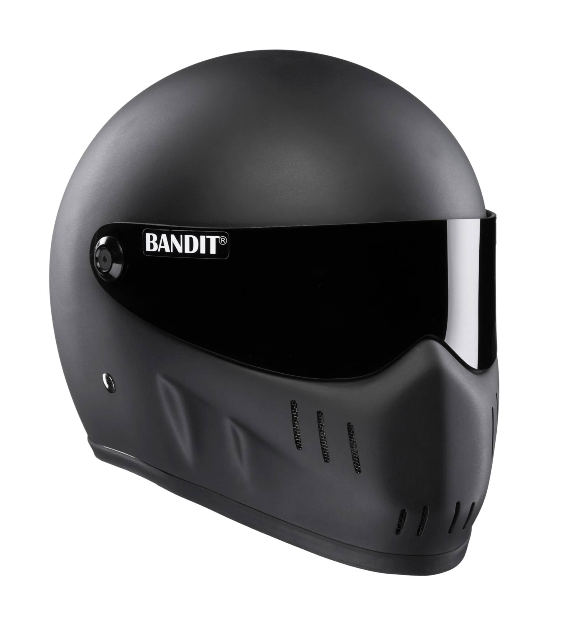 Motorradhelm Bandit XXR Schwarz Matt Smoke Visier Streetfighter Custom Biker Style Dull Black Motorcycle Helmet Tinted Visor XXMB (XXL) von Bandit