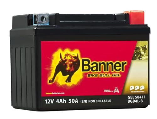Banner Bike Bull GEL Motorradbatterie 50411 4Ah 12V BGB4L-B YB4L-B wartungsfrei von Banner
