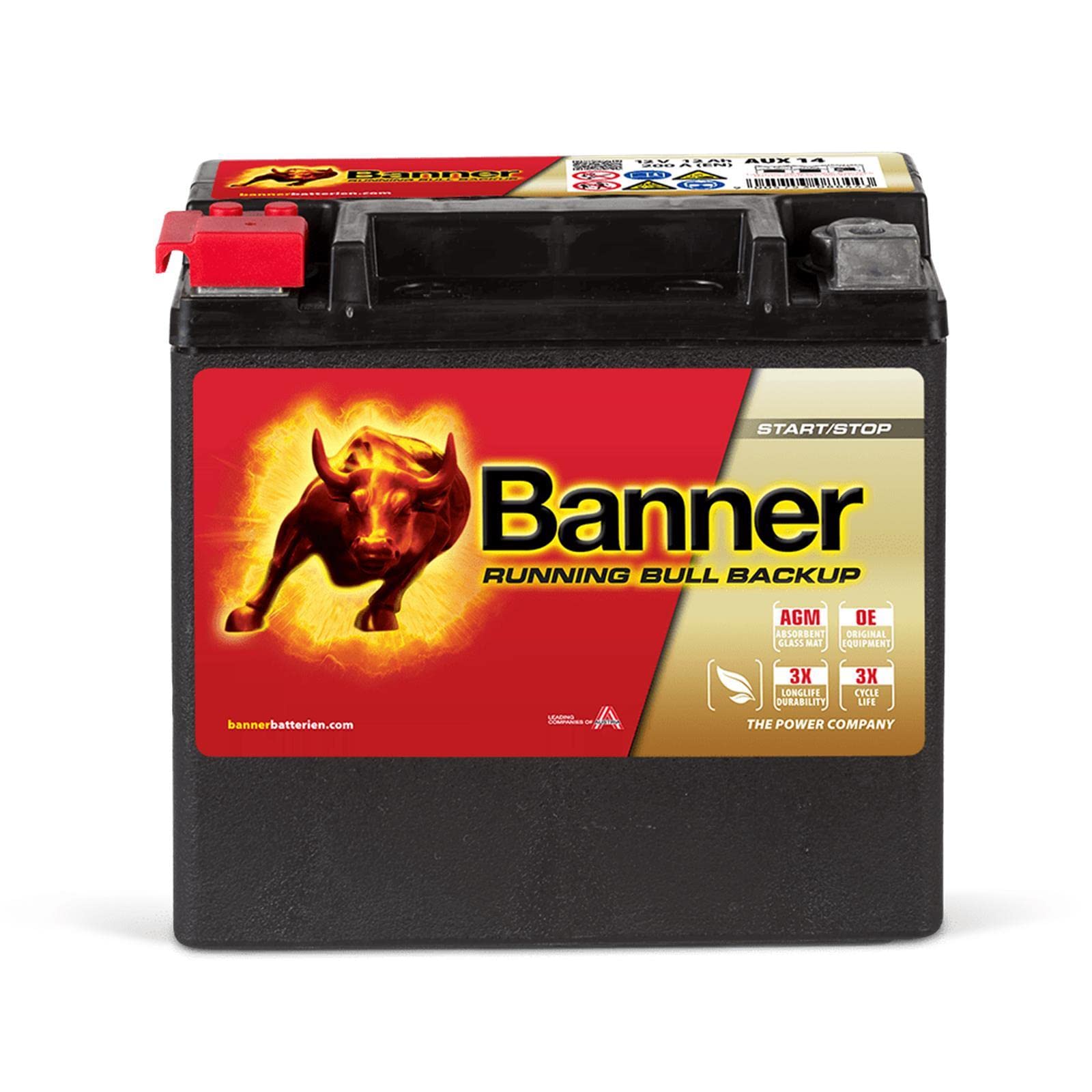 Banner Running Bull Stützbatterie AGM Backup AUX 14 12V 12Ah von Banner