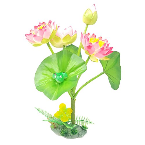 Baoblaze Künstliche Lotus Blumen und Blätter Kunststoff Pflanzen Aquariumpflanze Aquarium Fisch Tank Dekoration - Rosa von Baoblaze