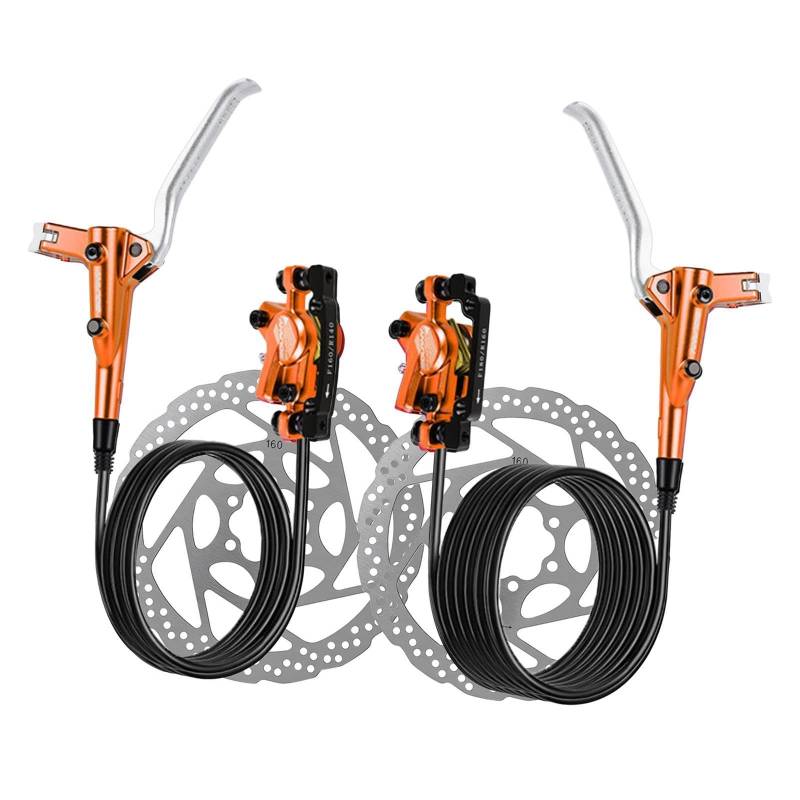 Baoblaze Mountainbike Hydraulische Scheiben Bremse Set 160mm Rotor Reiten Hardware Reparatur Öl Rohr Disc Bremsen Bremssattel mit Hebel, Orange von Baoblaze