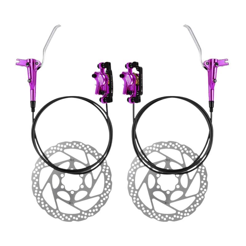 Baoblaze Mountainbike Hydraulische Scheiben Bremse Set 160mm Rotor Reiten Hardware Reparatur Öl Rohr Disc Bremsen Bremssattel mit Hebel, Violett von Baoblaze