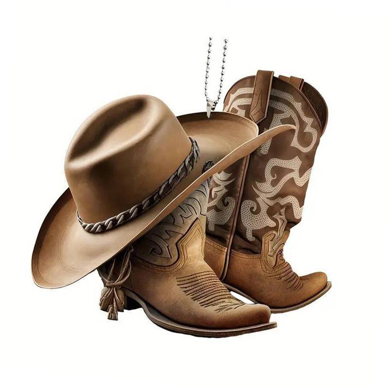 BaotyJie Hängeornament für Auto Rückspiegel, Cowboyhut Und Stiefel von BaotyJie