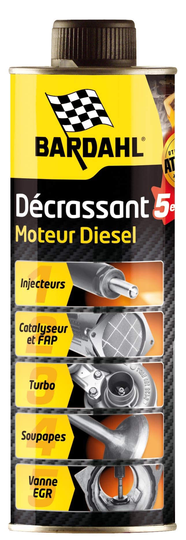 Bardahl Diesel Motorenreiniger 5 in 1 | Systemreiniger für Dieselmotoren - Reinigung Ventile AGR Dieselpartikelfilter DPF Einspritzdüsen Injektoren - 500 ml (4) von Bardahl