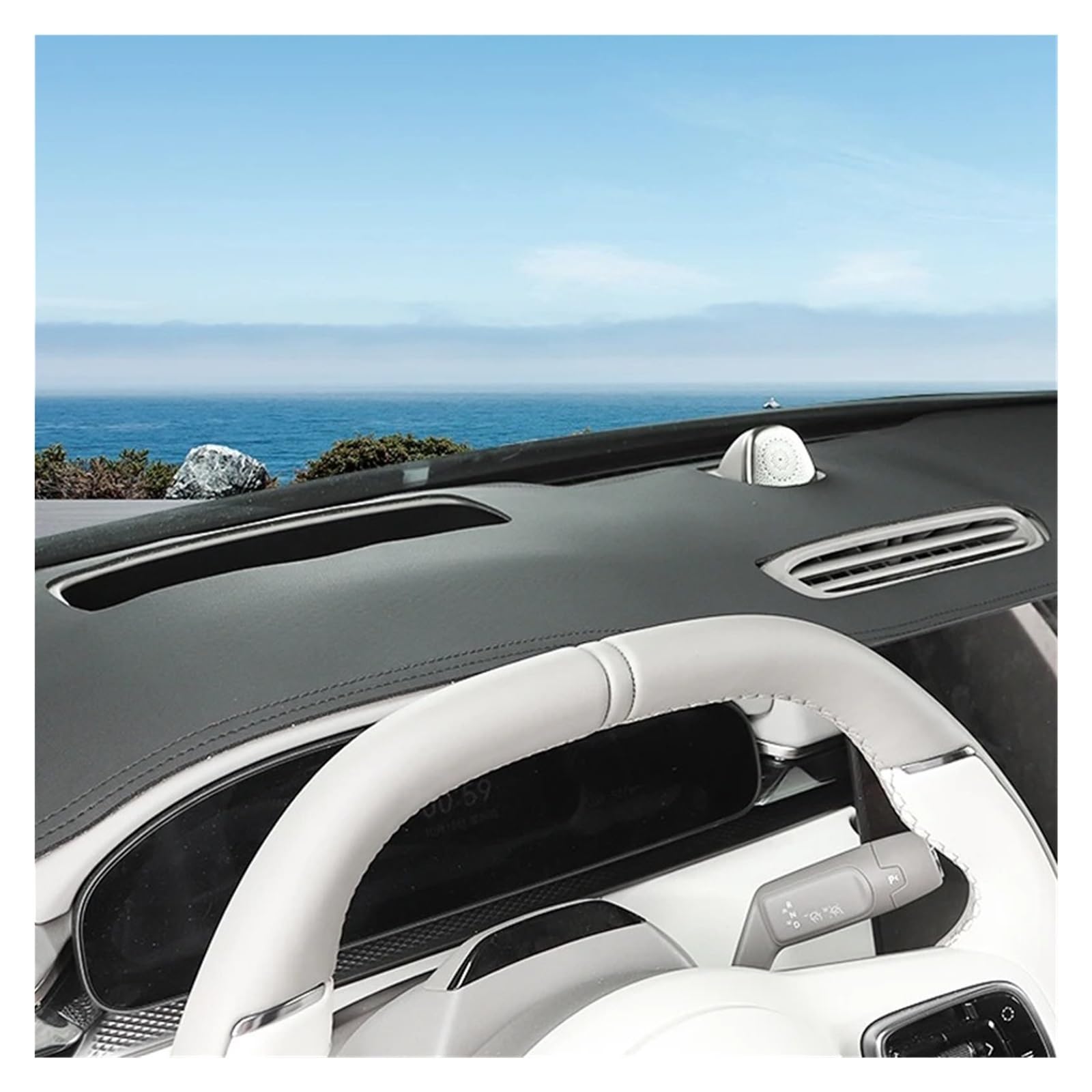 Antirutschmatten Für Zeekr 7X 2025 Auto-Armaturenbrett-Abdeckungsmatte Linkslenker-Dashmat-Pad Armaturenbrett-Matte Deckt Armaturenbrett-Zubehör Ab Dashboard rutschfeste Mat(Leather Black) von Barhbt