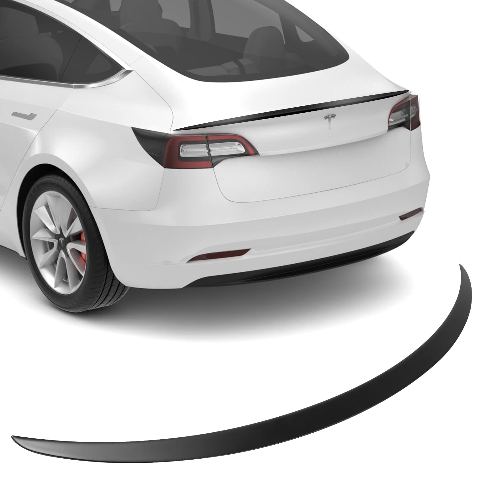 BASENOR Spoiler für Tesla Model 3 Heckspoilerflügel ABS-Material OEM-Heckkofferraumlippe Modell 3-Zubehör Mattschwarz individuelle Passform 2016–2023 von BASENOR
