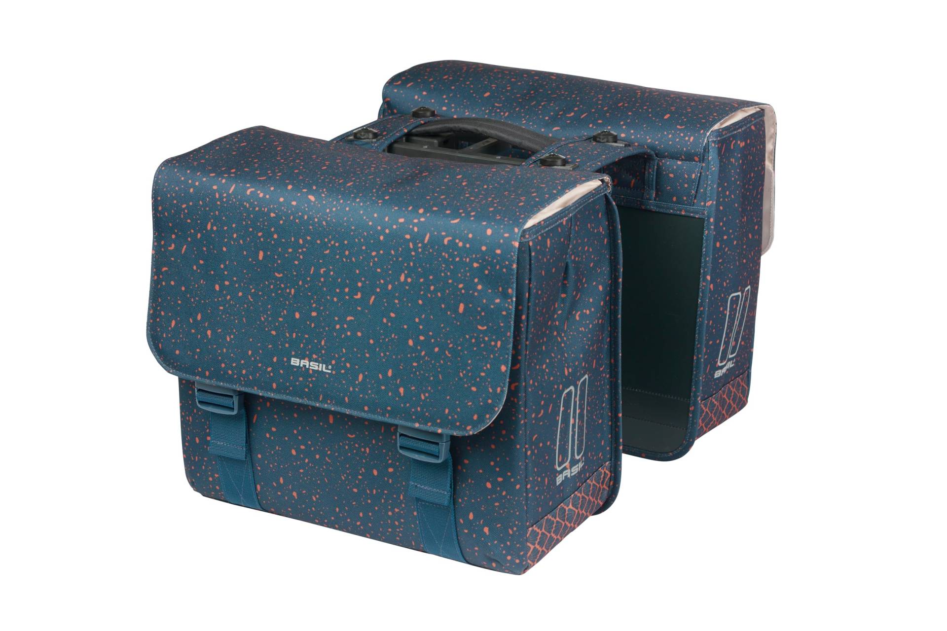 Basil Flair Doppelte Fahrradtasche MIK - 35L, Blau, Wasserabweisend, Aus recyceltem Polyester, Inkl. abschließbarer MIK-Adapterplatte, Perfekt für Stadt und Alltag von Basil