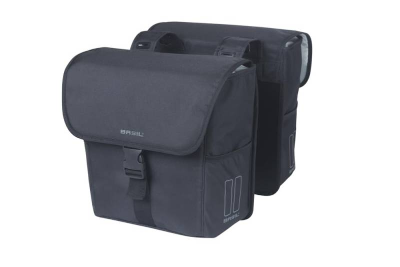 Basil Go Double Bag - 32L, Schwarz, Wasserabweisende Doppeltasche, Ideal für Einkäufe, Stadtfahrten und den täglichen Gebrauch von Basil