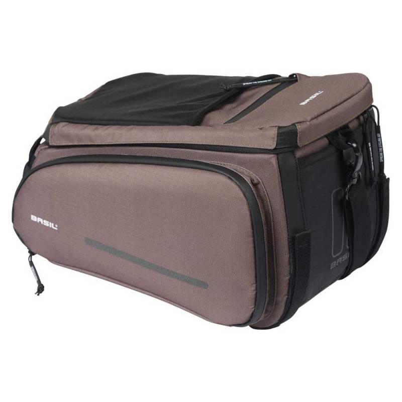 Basil Move Gepäckträgertasche - 10-26L, Braun, Wasserabweisend, Aus recyceltem Polyester, Kompatibel mit MIK & Racktime-Adapterplatten, Ideal für Pendeln und Einkäufe von Basil