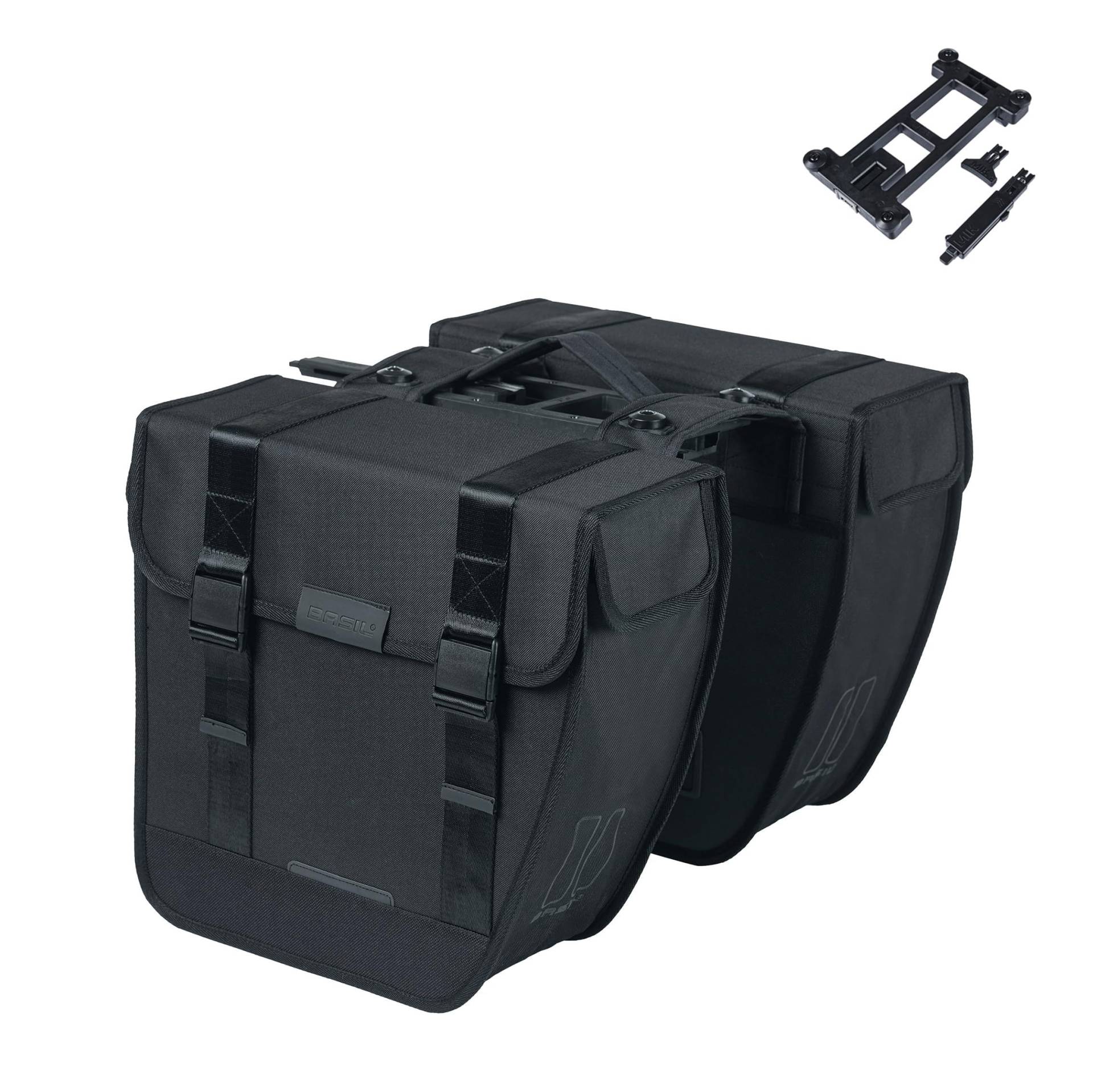 Basil Tour Doppeltasche MIK - 28L, Schwarz, Robust und Wetterfest, Inkl. abschließbarem MIK-System, Ideal für Einkäufe und Radtouren Basil Tour Doppeltasche MIK - 28L, Schwarz, Robust und Wetterfest, Inkl. abschließbarem MIK-System, Ideal für Einkäufe und Radtouren von Basil