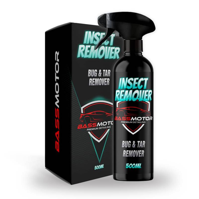 Bass Motor Insekten-Entferner Spray für Auto und Motorrad - Reiniger für Glas, Scheinwerfer, Lack, Kunststoff, Chrom - Entfernt Mücken, Fliegen, Vogelkot, Teer, nicht-scheuernd BassMotor – INSECT REMOVER 500ml von Bass Motor