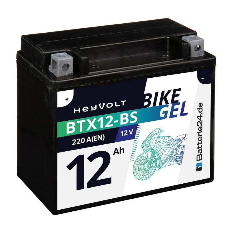 Batterie24.de HeyVolt GEL Motorradbatterie 12V 12Ah 51012 BTX12-BS YTX12-BS CTX12-BS GTX12-BS GEL12-12-BS von Batterie24.de