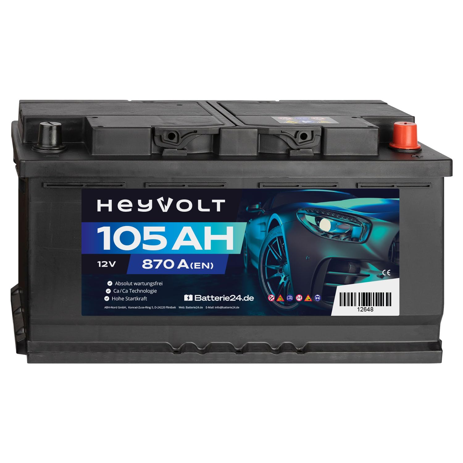 HeyVolt Start Autobatterie 12V (105Ah) HeyVolt Start Autobatterie 12V (105Ah) von Batterie24.de
