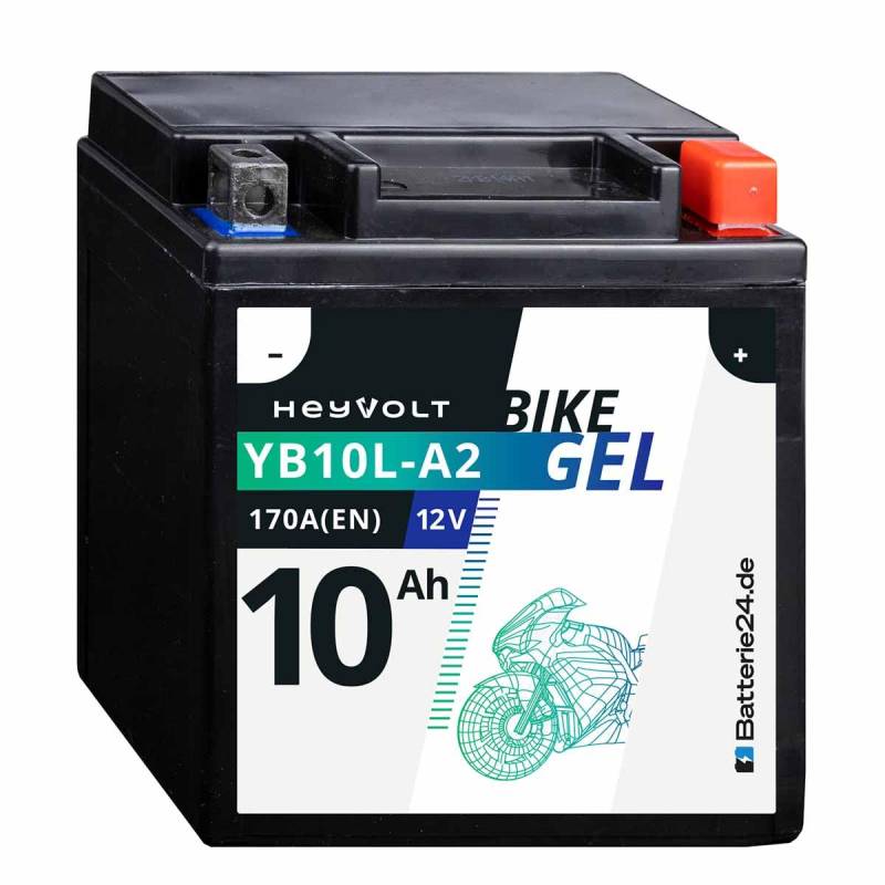 HeyVolt GEL Motorradbatterie 12V 10Ah YB10L-BS YB10L-A2 YB10L-A2 YB10L-B YB10L-B2 51113 von Batterie24.de