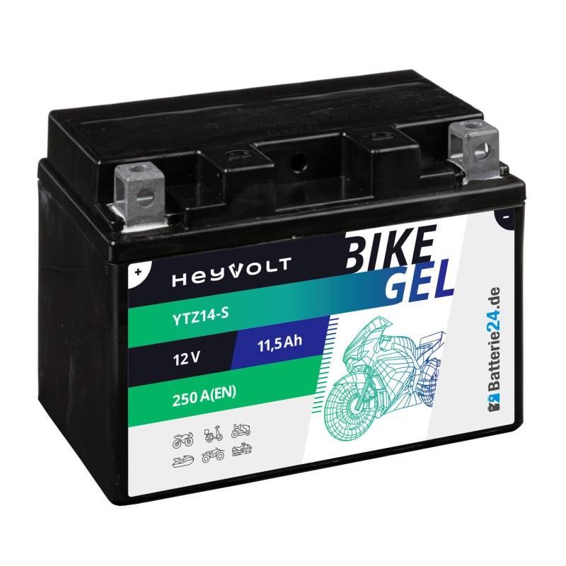 HeyVolt GEL Motorradbatterie 12V 11,5Ah 51121 YTZ14-S 12-14ZS GTZ14-4 51201 51101 51121 von Batterie24.de